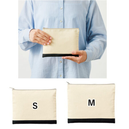 【TR-1067/TR-1068】<br />ライトキャンバスカラーボトムフラットポーチ S/M<br /><b>★プリント込み：311円～</b>