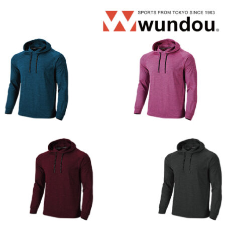 【P750】wundou<ウンドウ><br>フィットネスフーディロングスリーブシャツ<br>★プリント込み：お見積り