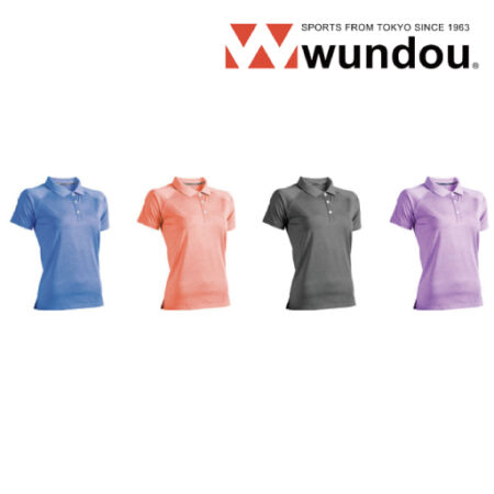 【P825】wundou<ウンドウ><br>ウィメンズフィットネスストレッチポロシャツ<br>★プリント込み：お見積り