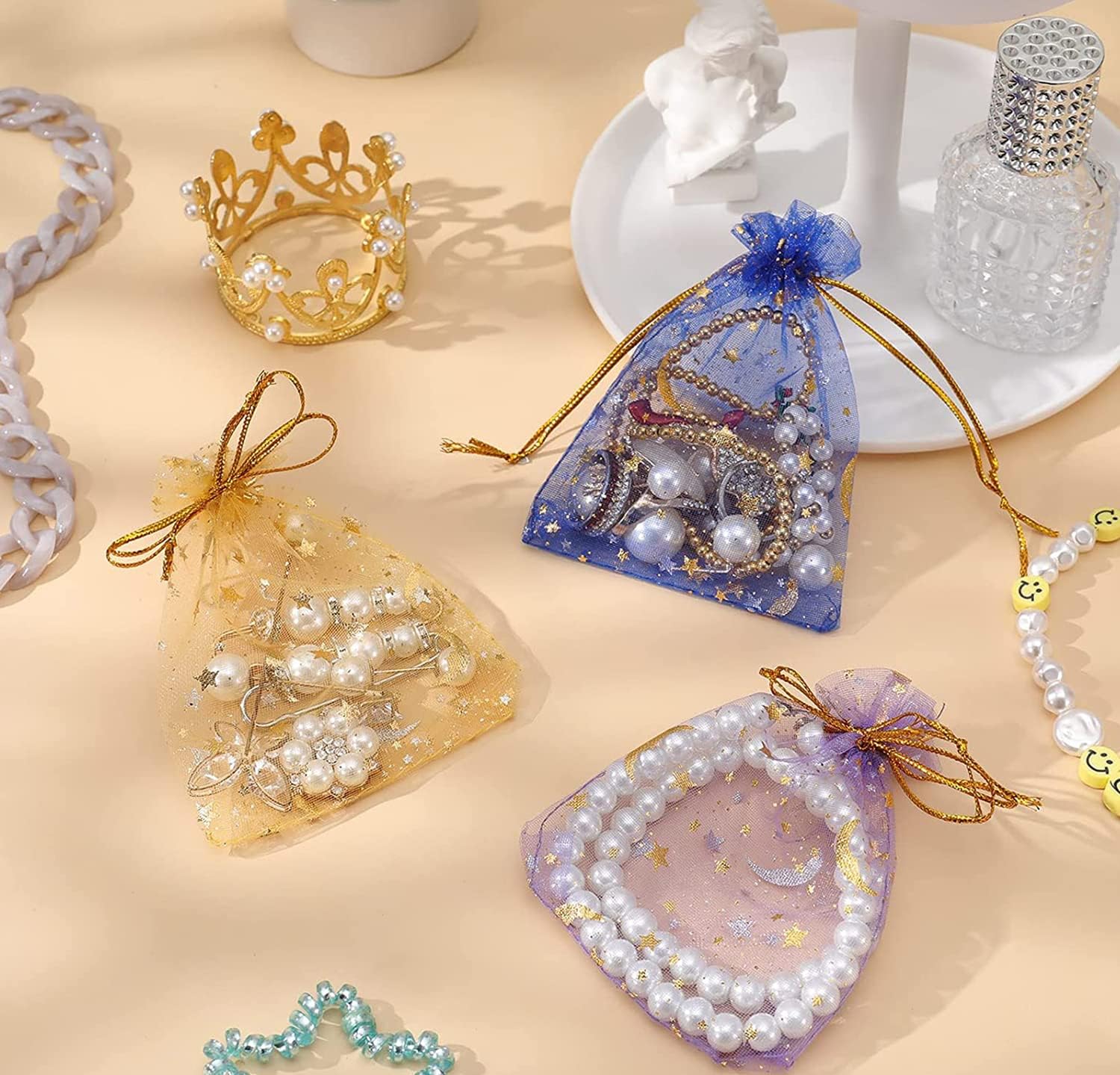 【MA368】夜空柄オーガンジーギフト巾着<br />★プリント込み:171円~ - 画像 (4)