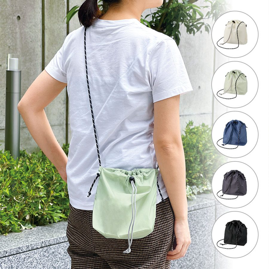 【TR-1438】ファインライトポリ巾着ショルダー<br /><b>★プリント込み:お見積り</b>