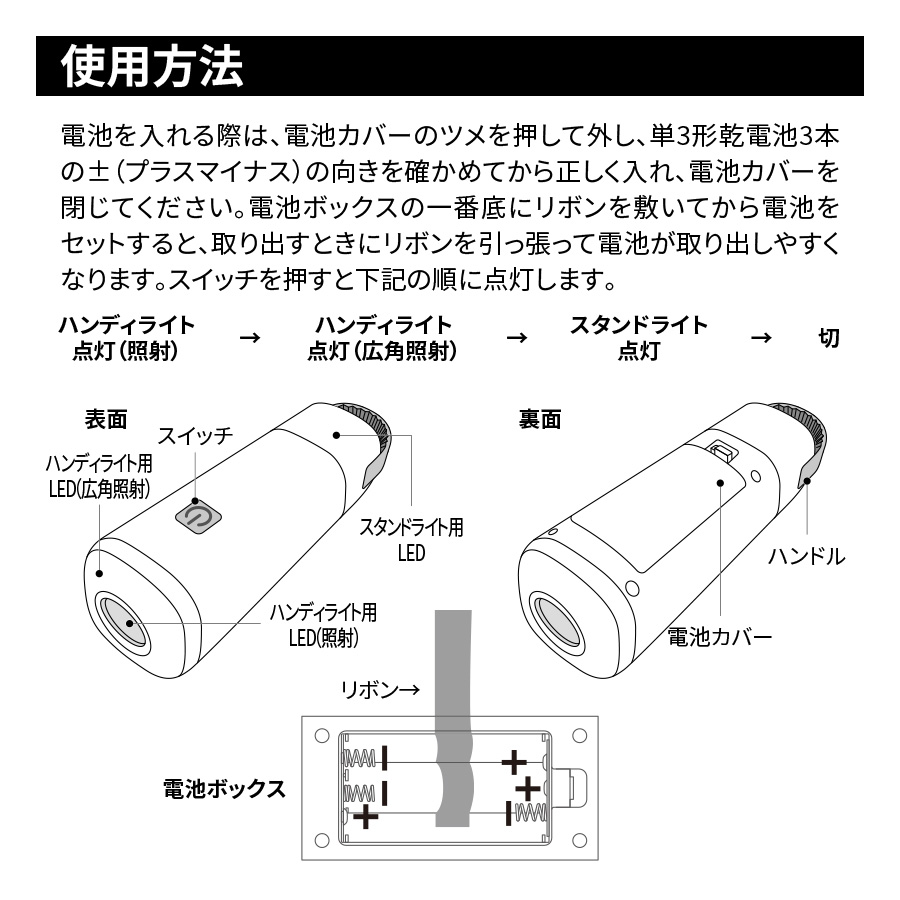 【TB-0030】LEDハンディスタンドライト - 画像 (3)