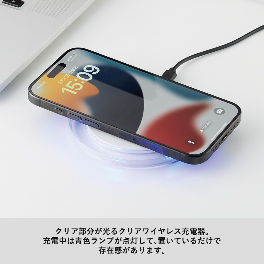 【TE-0020】クリアワイヤレス充電器 ラウンド 10W - 画像 (5)