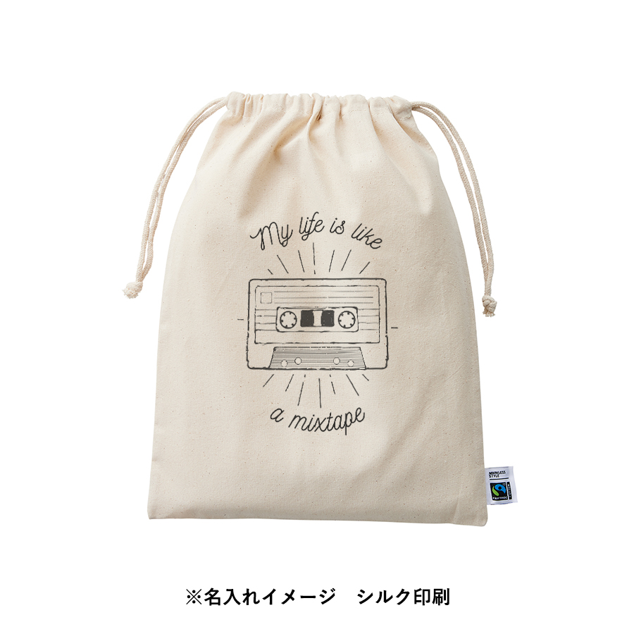 【TF-0007-008】フェアトレードコットン巾着(L) ナチュラル - 画像 (8)