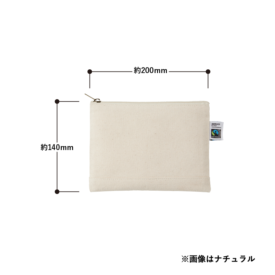 【TF-0008-008】フェアトレードコットンキャンバスフラットポーチ(S) ナチュラル - 画像 (2)