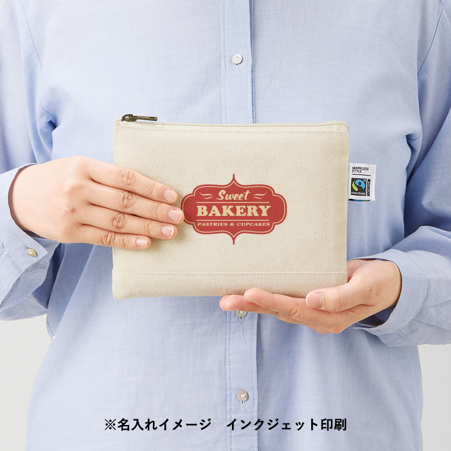 【TF-0008-008】フェアトレードコットンキャンバスフラットポーチ(S) ナチュラル - 画像 (12)