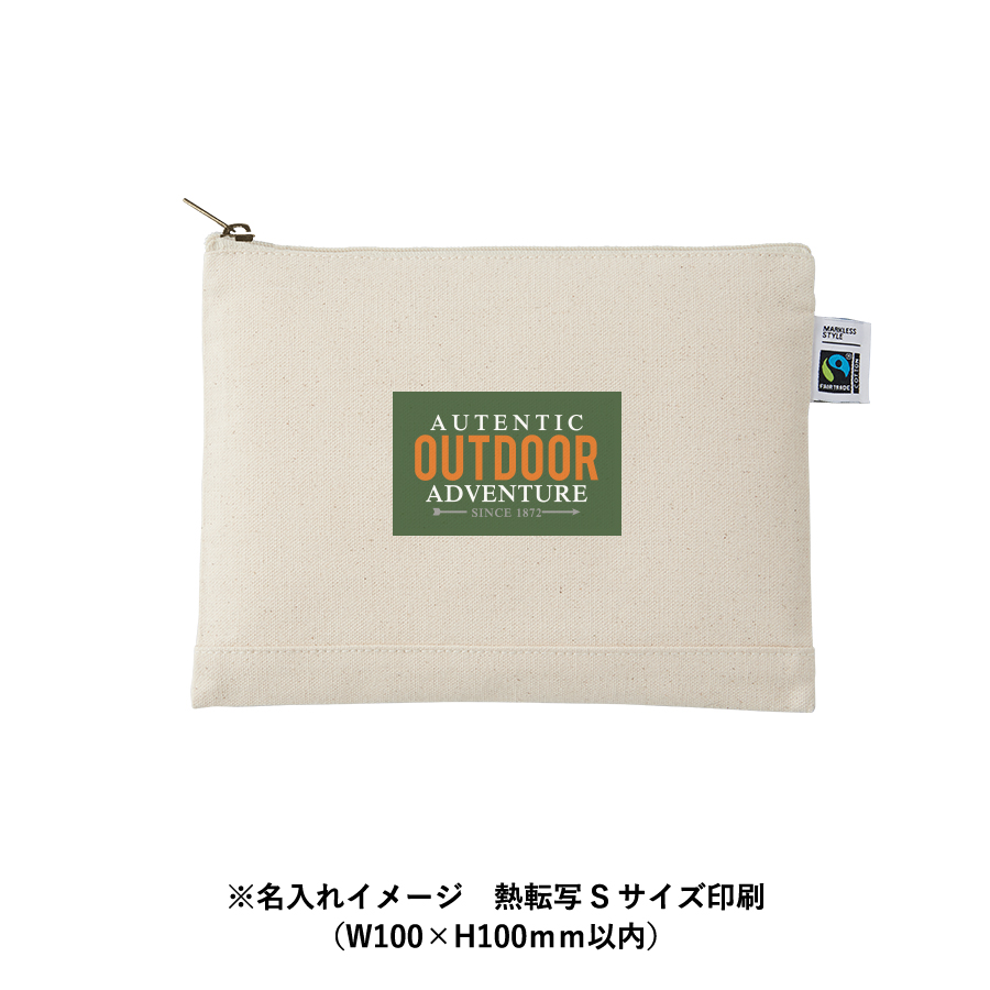 【TF-0009-008】フェアトレードコットンキャンバスフラットポーチ(M) ナチュラル - 画像 (11)