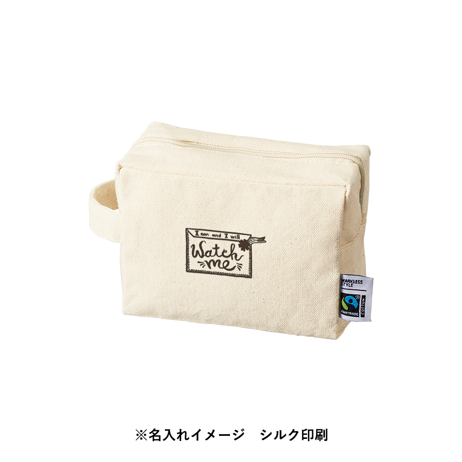 【TF-0014-008】フェアトレードコットンキャンバスファスナーポーチ(M) ナチュラル - 画像 (10)