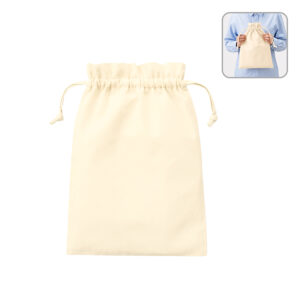 【TP-0015-008】厚手コットンフリル巾着(L) ナチュラル