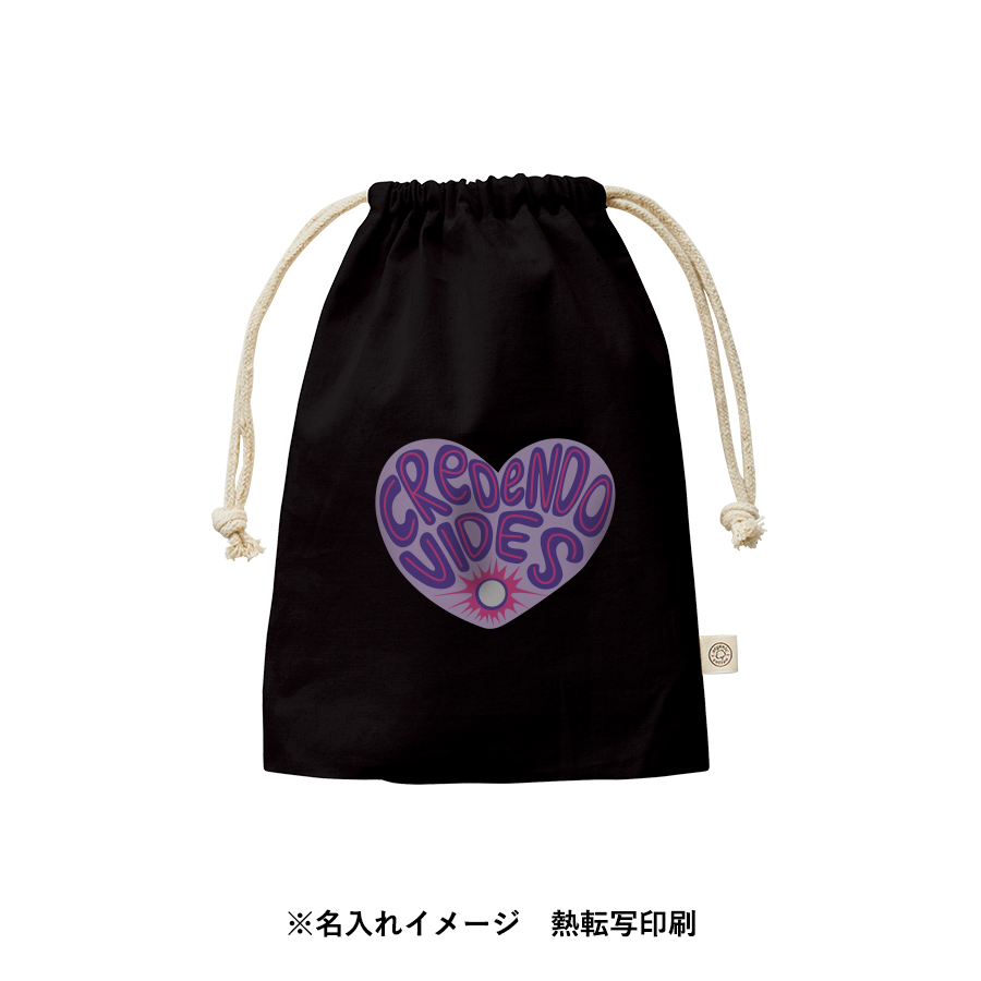 【TR-1169-009】オーガニックコットンガゼット巾着(M) ブラック - 画像 (10)