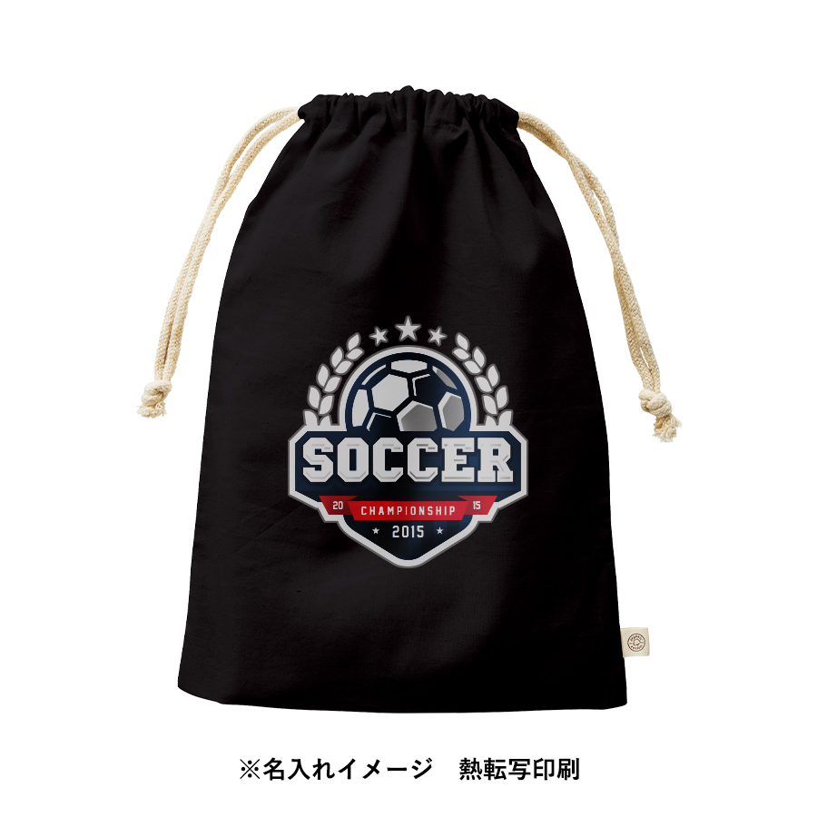 【TR-1170-009】オーガニックコットンガゼット巾着(L) ブラック - 画像 (10)