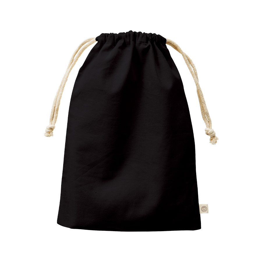 【TR-1170-009】オーガニックコットンガゼット巾着(L) ブラック - 画像 (11)