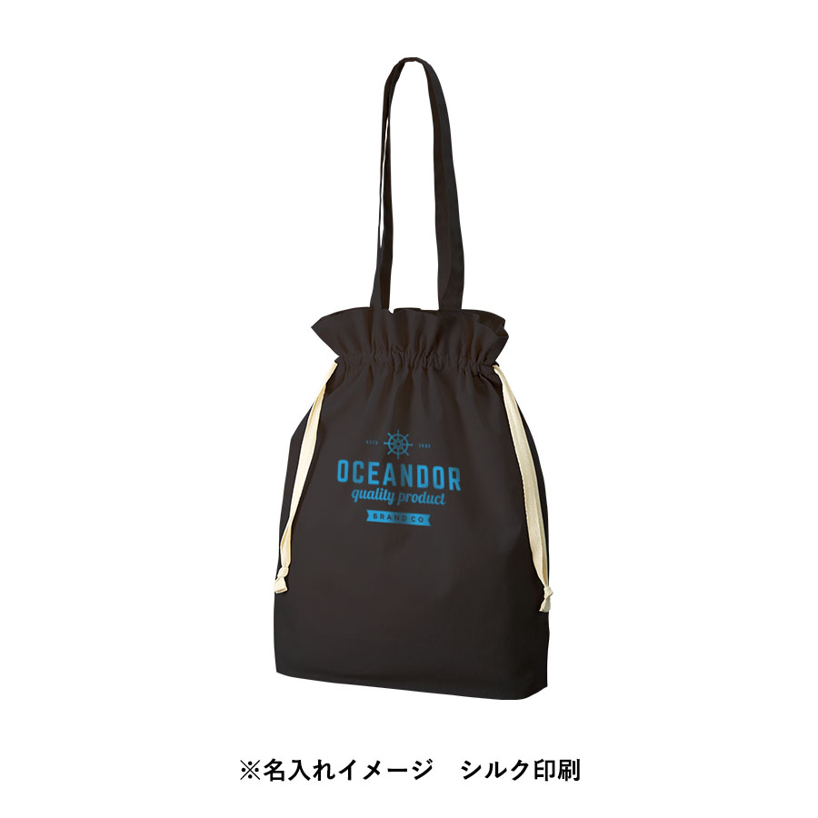 【TR-1172-009】オーガニックコットンガゼット巾着トート ブラック - 画像 (5)