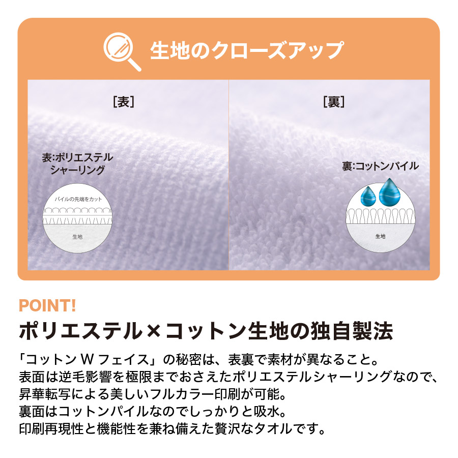 【TT-0024】コットンWフェイス豆タオル 昇華転写対応 - 画像 (6)