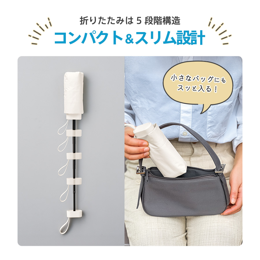 【TU-0003】5段遮光コンパクト折りたたみ傘 - 画像 (5)